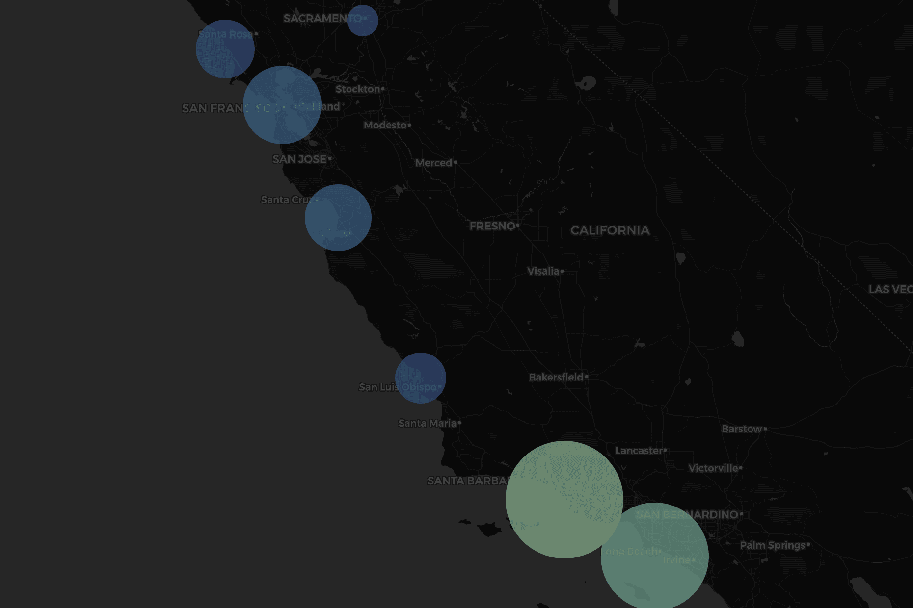 Map view showing commercial landings data by port